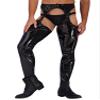 YiZYiF Men's Faux Leather Skinny Leggings Zipper Pouch Hollow Out Long Pants Trousers Cutout Black X-Large view 4