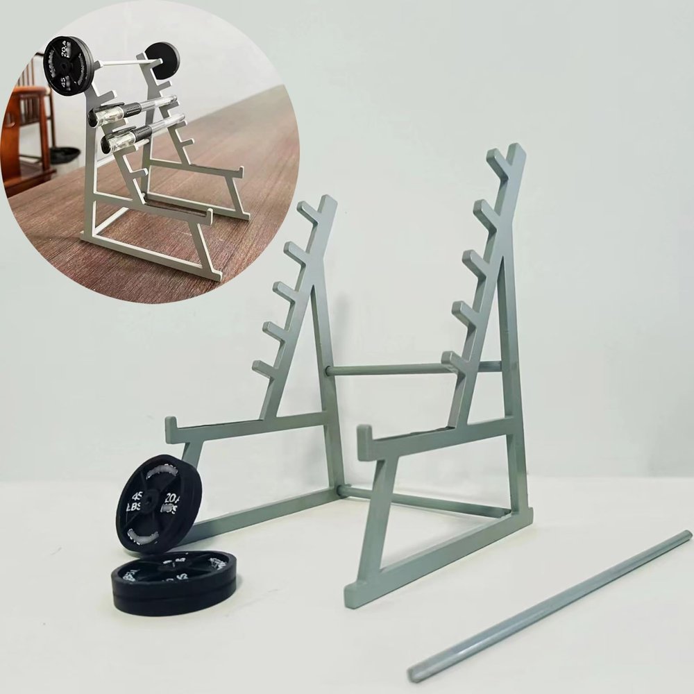 Pencil Holders For Desk&Pen Holders,2023 New Squat Rack Pen Holder,Funny Barbell Rack Pen Holder,Mini Pen Holder For Gym Theme,Cell Phone Stand,Mini Squat Rack Ornaments With Barbells And Weights