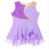 YOOJOO Girls' Sleeveless Ice Skating Dress Shiny Rhinestone Rhythmic Gymnastics Leotard Competition Figure Skating Costume Lavender 10 Years view 3