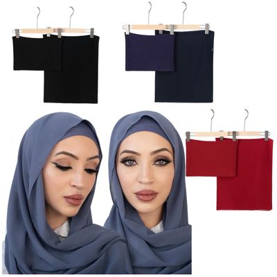 6 Pieces Chiffon Hijab Sets with Matching Color Undercap Inner Caps Shawl Scarves for Women Jersey Muslim Turban