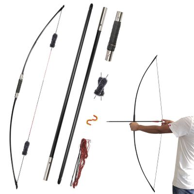 Long Bows for Hunting Adult - 64 Detachable Archery Traditional Longbow, 25-100lbs English Longbow for Right Hand Left Hand Adult Outdoor Sports (30lbs, Black)