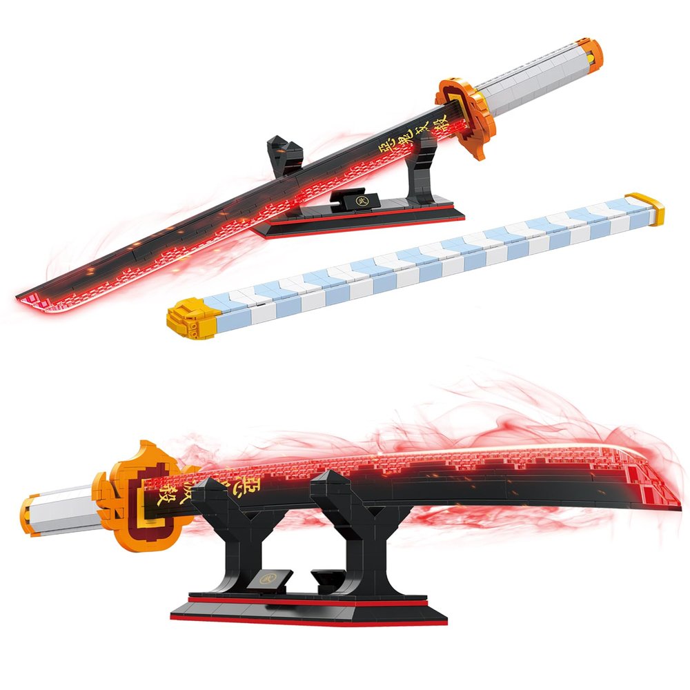 TOY PLAYER Demon Sword Toy Building Set, Rengoku Kyoujurou Sword with Scabbard and Stand, Katana Building Set, Gift for Anime Fans (792 Pcs)