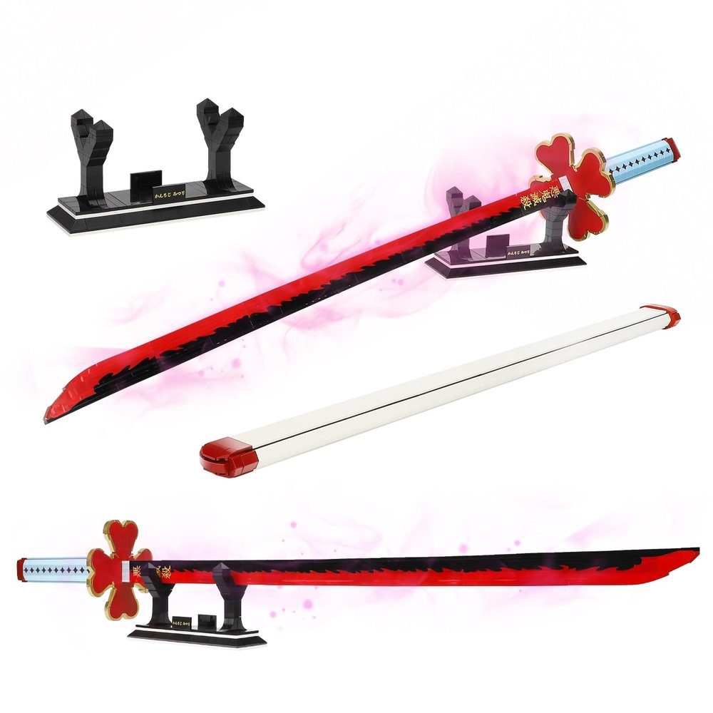 TOY PLAYER Demon Sword Toy Building Set, Kanroji Mitsuri Sword with Scabbard and Stand, Katana Building Set, Gift for Anime Fans (956Pcs)