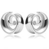 Atomhole 2PCS Spiral Saddle Ear Tunnels Plugs 316 Stainless Steel Ear Gauges Hypoallergenic Earrings Expander Stretcher Piercing Body Jewelry (8mm(0G), Sliver)
