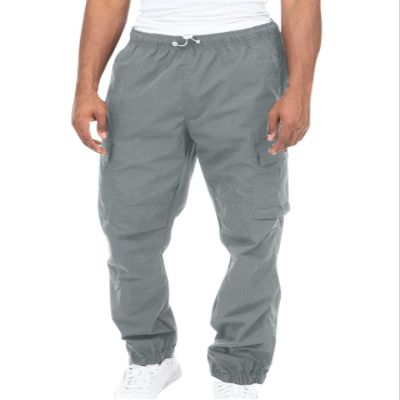 Angbater Fashion Men's Cargo Pants Outdoor Drawstring Jogger Sweatpants Lightweight Hiking Baggy Trousers with Pockets Grey