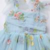 First Birthday Outfit Girl, Child Kids Flower Summer Princess Tutu Dress Bow Sleeveless Smoked Dresses for Baby&Toddler Photographs Beach Wedding Christening Outfit Blue floral 12-18Months view 2