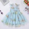 First Birthday Outfit Girl, Child Kids Flower Summer Princess Tutu Dress Bow Sleeveless Smoked Dresses for Baby&Toddler Photographs Beach Wedding Christening Outfit Blue floral 12-18Months view 3