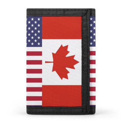 Canada and US FlagWallet Fashion Small Trifold Wallet Purse Card Holder with Slots Wallet