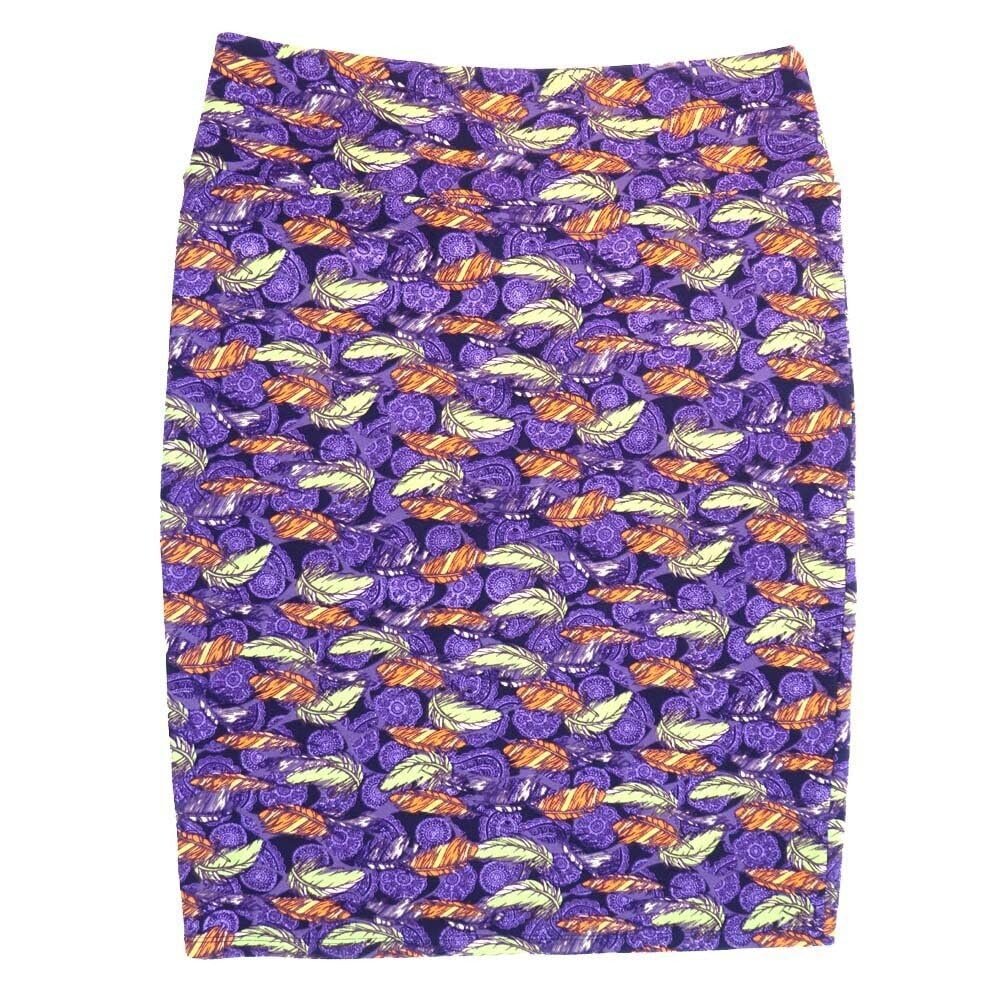 Lularoe Cassie f X-Large XL Feathers Mandalas Womens Knee Length Pencil Skirt fits Sizes 18-20 XL-261 Multicoloured