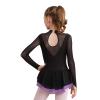 YOOJOO Figure Skating Dress Rhythmic Gymnastics Leotard Skirt Girl Hook Sleeves Competition Performance Dance Dress Purple 16 Years view 2