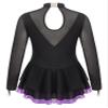 YOOJOO Figure Skating Dress Rhythmic Gymnastics Leotard Skirt Girl Hook Sleeves Competition Performance Dance Dress Purple 16 Years view 4