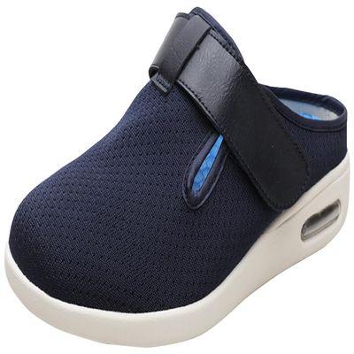 ACE SHOCK Mens Diabetic Shoes Wide Width Elderly Summer Walking Sandals Adjustable Strap Breathable Air Cushion Slippers for Plantar Fasciitis Bunions Swollen Feet (9.5, Navy)