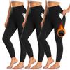 3 Pack Fleece Lined Leggings Women with Pockets -Warm Winter Yoga Pants for Women Thermal Running Workout Leggings view 1