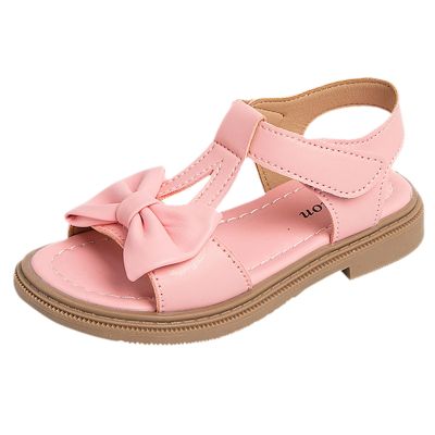 Kids Girls Sandals Open Toe Ankle Strap Dress Shoes Wedding Party for Toddler Kids Bowknot Toddler Boys Dress Shoes (Pink, 28)