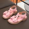 Kids Girls Sandals Open Toe Ankle Strap Dress Shoes Wedding Party for Toddler Kids Bowknot Toddler Boys Dress Shoes (Pink, 28) view 3