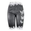 GOKKILRW Bermuda Shorts for Women Plus Size Capri Yoga Shorts High Waist Butt Lift Jeans Shorts Workout Jeggings with Pockets(Grey,Medium) view 1