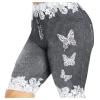 GOKKILRW Bermuda Shorts for Women Plus Size Capri Yoga Shorts High Waist Butt Lift Jeans Shorts Workout Jeggings with Pockets(Grey,Medium) view 2