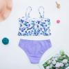 Girl's Butterfly Print Suit Summer Suspender Pleated Top Shorts Suit 2 Piece Girls Bikini (Purple, 6-8Years) view 3