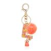 OKAICEN Orange Resin Alphabet Initial Letter Keychain Key Ring for Women Grils Purse Handbags with Fur Ball Pom('L') view 1