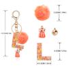 OKAICEN Orange Resin Alphabet Initial Letter Keychain Key Ring for Women Grils Purse Handbags with Fur Ball Pom('L') view 2