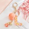 OKAICEN Orange Resin Alphabet Initial Letter Keychain Key Ring for Women Grils Purse Handbags with Fur Ball Pom('L') view 3