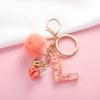 OKAICEN Orange Resin Alphabet Initial Letter Keychain Key Ring for Women Grils Purse Handbags with Fur Ball Pom('L') view 4
