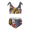 Aflyko Patriot Girls' Swimwear Flag of Maryland USA 2-Piece Bikini Set Summer Swimsuit Holiday Bathing Suit Pool Party Beachwear Water Sport Tankini Set 5-6T view 1