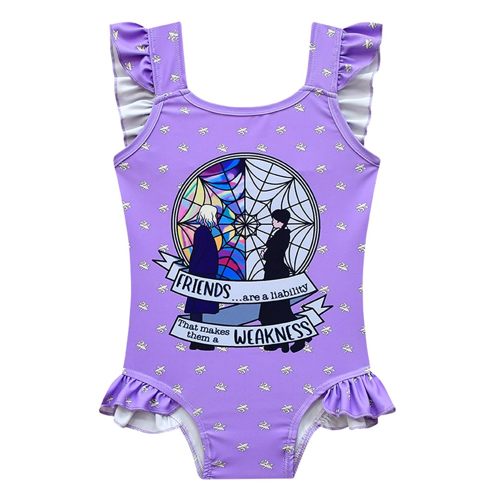 Girls Swimsuit,1-Piece Wed Swimming Suits 3D Movie Graphic Princess Summer Bathing Suit Gift Swimwear for Girls 3-9Years(140,Purple)
