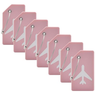 7 Pack Silicone Luggage Tag Baggage Handbag Travel Bag Tags with Name ID Card Perfect to Quickly Spot Luggage Suitcases (Pink)