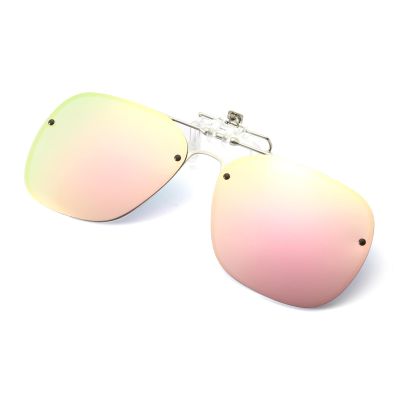 Long Keeper Clip-On Flip Up Sunglasses - Polarized Sunglasses for Women & Men - Driving & Fishing - Over Glasses (Pink)