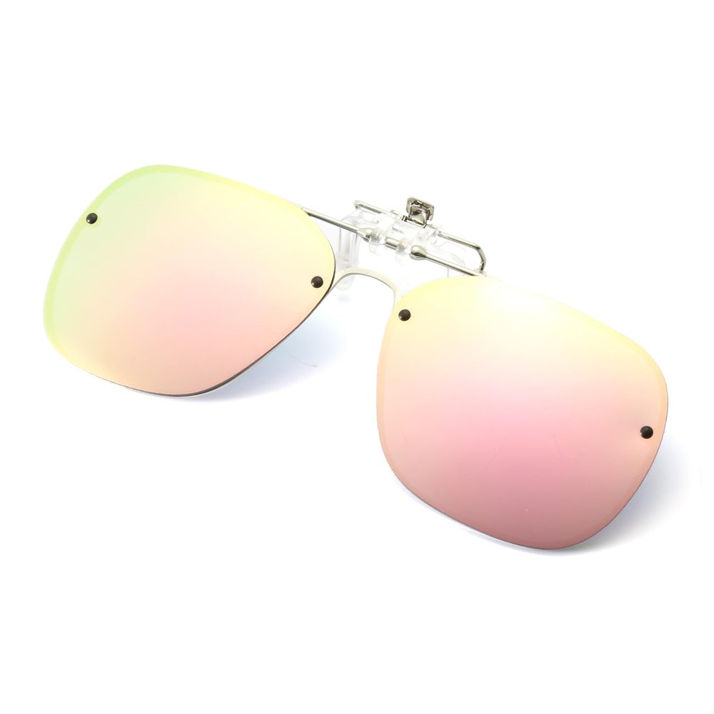 Long Keeper Clip-On Flip Up Sunglasses - Polarized Sunglasses for Women & Men - Driving & Fishing - Over Glasses (Pink)