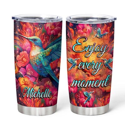 Hyturtle Personalized Gifts For Hummingbird Lover - Hummingbird Printed Custom Name Stainless Steel Tumbler 20oz With Lid - Idea Animal Lover Gifts For Women Girl Kids On Birthday, Christmas