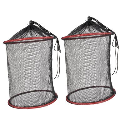 INOOMP 2pcs Portable Fishing Catching Net Capacity Drawstring Mesh Bag for Crabs Shrimp Lobsters and Fish Lightweight Fishing Supplies for Easy Storage and Transport