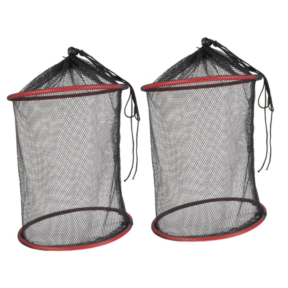 INOOMP 2pcs Portable Fishing Catching Net Capacity Drawstring Mesh Bag for Crabs Shrimp Lobsters and Fish Lightweight Fishing Supplies for Easy Storage and Transport