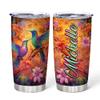 Hyturtle Personalized Gifts For Hummingbird Lover - Hummingbird With Floral Custom Name Stainless Steel Tumbler 20oz With Lid - Idea Animal Lover Gifts For Women Girl Kids On Birthday, Christmas view 1