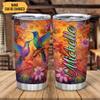 Hyturtle Personalized Gifts For Hummingbird Lover - Hummingbird With Floral Custom Name Stainless Steel Tumbler 20oz With Lid - Idea Animal Lover Gifts For Women Girl Kids On Birthday, Christmas view 2