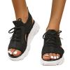 Orthopedic Platform Wedge Sandals for Women Summer Dressy Wedges 2023 Sports Sandals Open Toe Cutout Lace-up Sandals Casual Slip on Sandals Beach Sandals Comfortable Outdoor Shoes (Black #1, 8.5) view 1