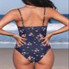CUPSHE Women One Piece Swimsuit Deep V Neck Tummy Control Low Back M Navy Floral view 2
