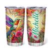 Hyturtle Personalized Gifts For Hummingbird Lover - Hummingbird With Floral Custom Name Stainless Steel Tumbler 20oz With Lid - Idea Animal Lover Gifts For Women Girl Kids On Birthday, Christmas view 1