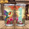 Hyturtle Personalized Gifts For Hummingbird Lover - Hummingbird With Floral Custom Name Stainless Steel Tumbler 20oz With Lid - Idea Animal Lover Gifts For Women Girl Kids On Birthday, Christmas view 2