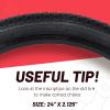 BWSHLF 24inch Mountain Bike Tires, 24 x 2.125 Inch, 2 Pack Replacement Black Folding MTB Bicycle Tire, Brown Sidewall view 2