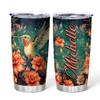 Hyturtle Personalized Gifts For Hummingbird Lover - Hummingbird With Floral Custom Name Stainless Steel Tumbler 20oz With Lid - Idea Animal Lover Gifts For Women Girl Kids On Birthday, Christmas view 1