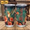 Hyturtle Personalized Gifts For Hummingbird Lover - Hummingbird With Floral Custom Name Stainless Steel Tumbler 20oz With Lid - Idea Animal Lover Gifts For Women Girl Kids On Birthday, Christmas view 2