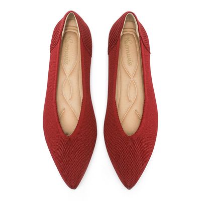 Semwiss Women's Ballet Flats Comfortable Casual Dressy Shoes,Work Flats Office Shoes Pointed Toe Flats Red Size 6.5