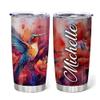 Hyturtle Personalized Gifts For Hummingbird Lover - Hummingbird With Floral Custom Name Stainless Steel Tumbler 20oz With Lid - Idea Animal Lover Gifts For Women Girl Kids On Birthday, Christmas view 1