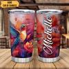 Hyturtle Personalized Gifts For Hummingbird Lover - Hummingbird With Floral Custom Name Stainless Steel Tumbler 20oz With Lid - Idea Animal Lover Gifts For Women Girl Kids On Birthday, Christmas view 2