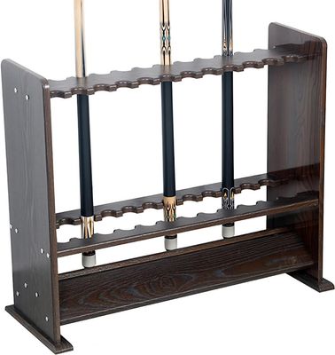 BAZAC Pool Cue Racks, Which Can Hold Up to 24 Billiard Cues Floor-Standing Design Ball Holder Very Suitable for Families Clubs Schools/Black Wood Grain / 72x24x60cm