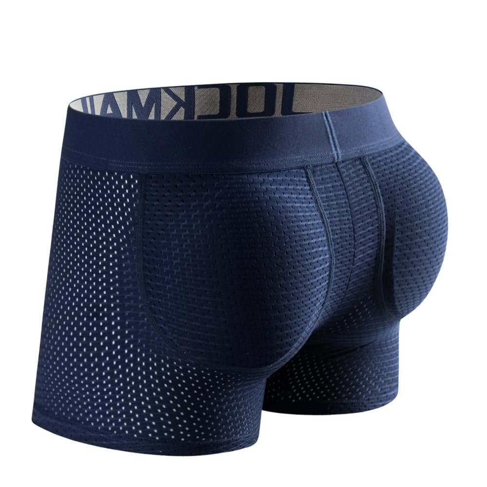 JOCKMAIL Mesh Mens Underwear Boxer Back Mens Padded Underwear Boxer with Hip Pad Men's Boxers (as1, alpha, xx_l, regular, regular, Navy)