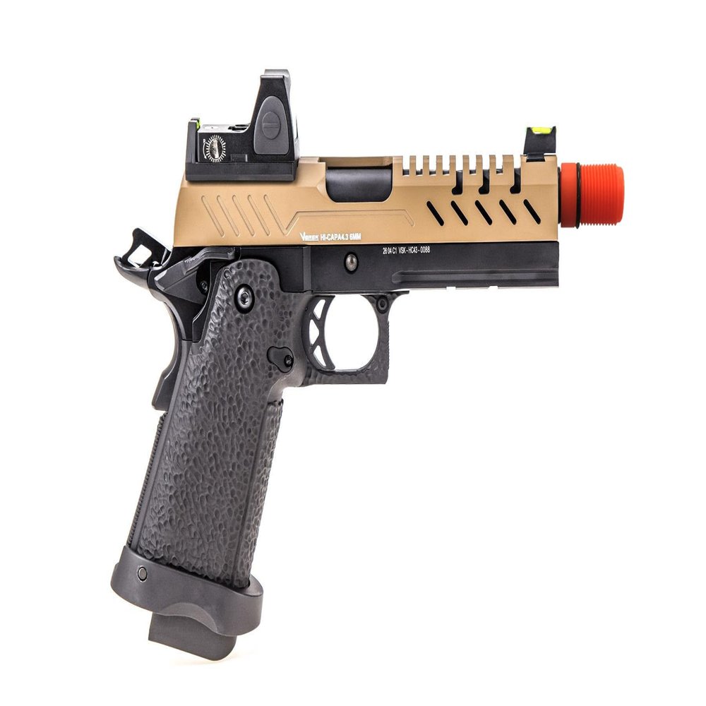 Vorsk Airsoft Pistol 4.3 Hi Capa + Mi-cro Red Dot - Black/Tan