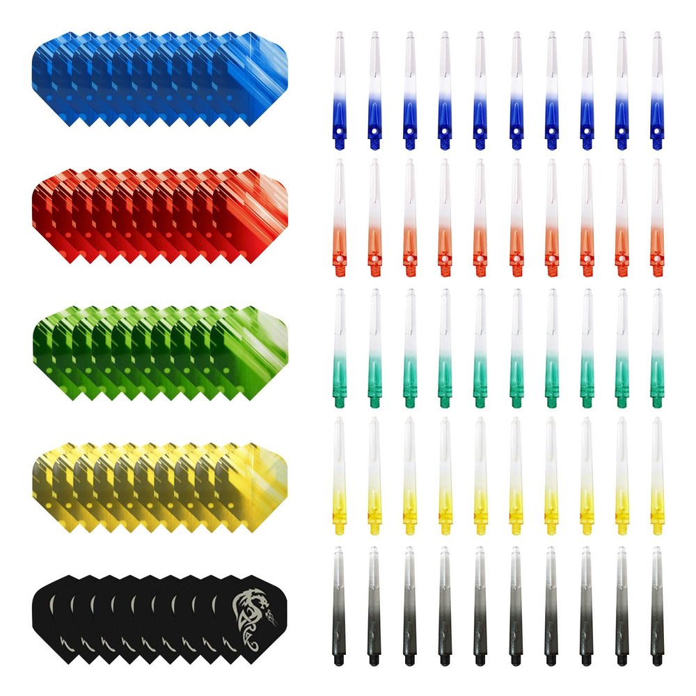 CDIYTOOL 100pcs Dart Shafts Flight Kit Dart Flights Plastic Integrated Dart Shaft and Flight Tip Transparent Gradient Dart Set Dart Flight Set Dart Replacement Accessories Flights